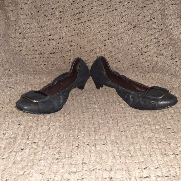 ATTILIO GIUSTI LEOMBRUNI-AGL-Black Metallic Sheen Nubuck-Buckle-Sz37.5-Near Mint - Picture 5 of 8